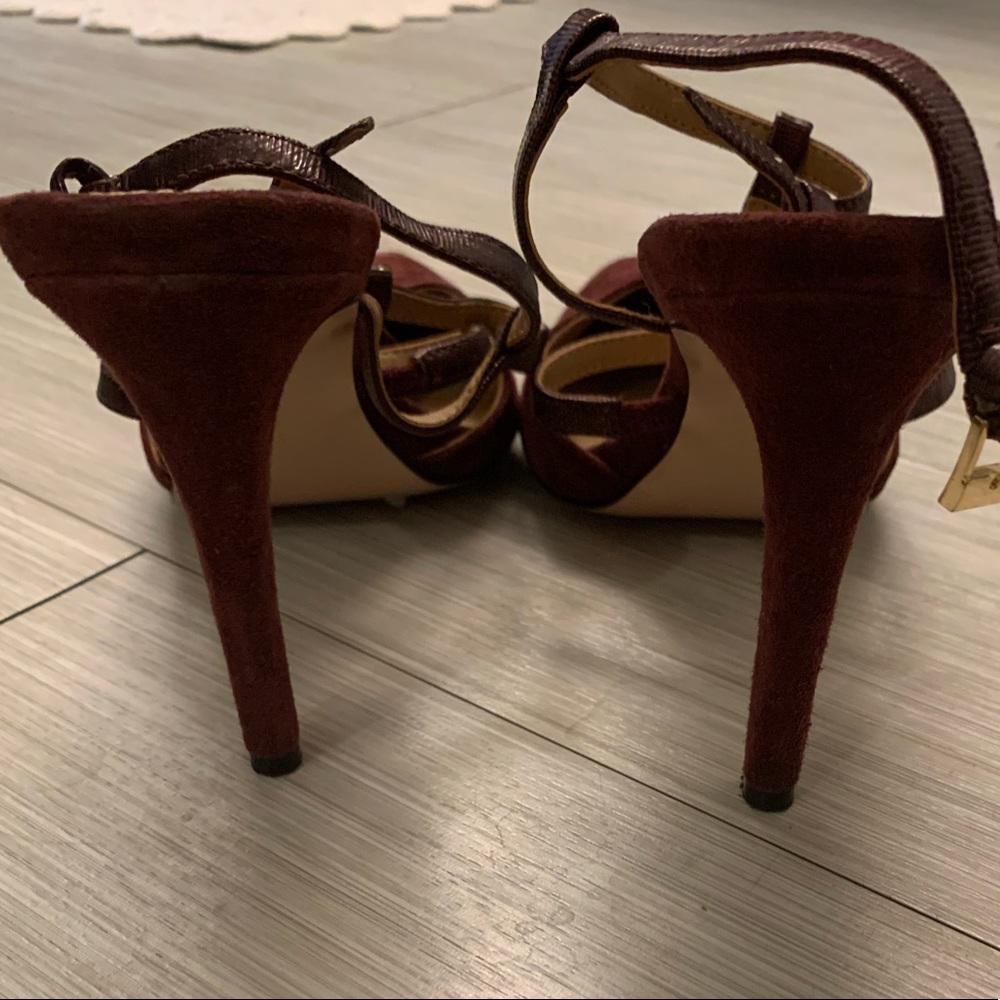 Maroon suede heels